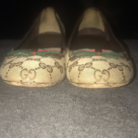 Auth Brown&Beige GG Mono Canvas Ballet Flat161837 - Picture 2 of 7